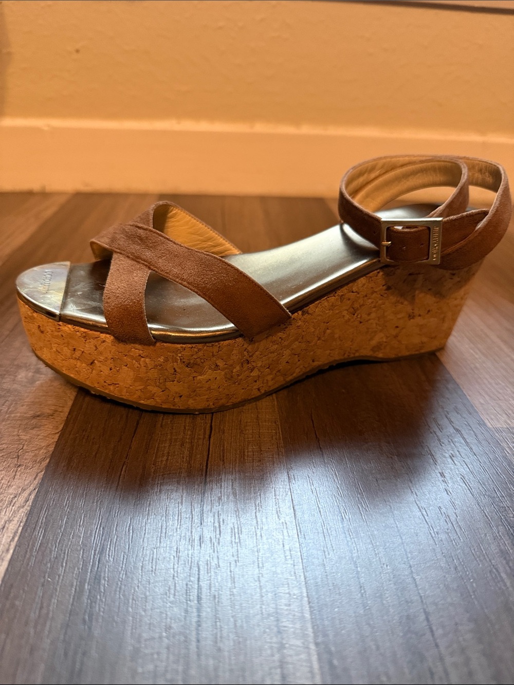 Jimmy Choo Brown Suede Crisscross Ankle-Strap Sandals | Women Sz 38